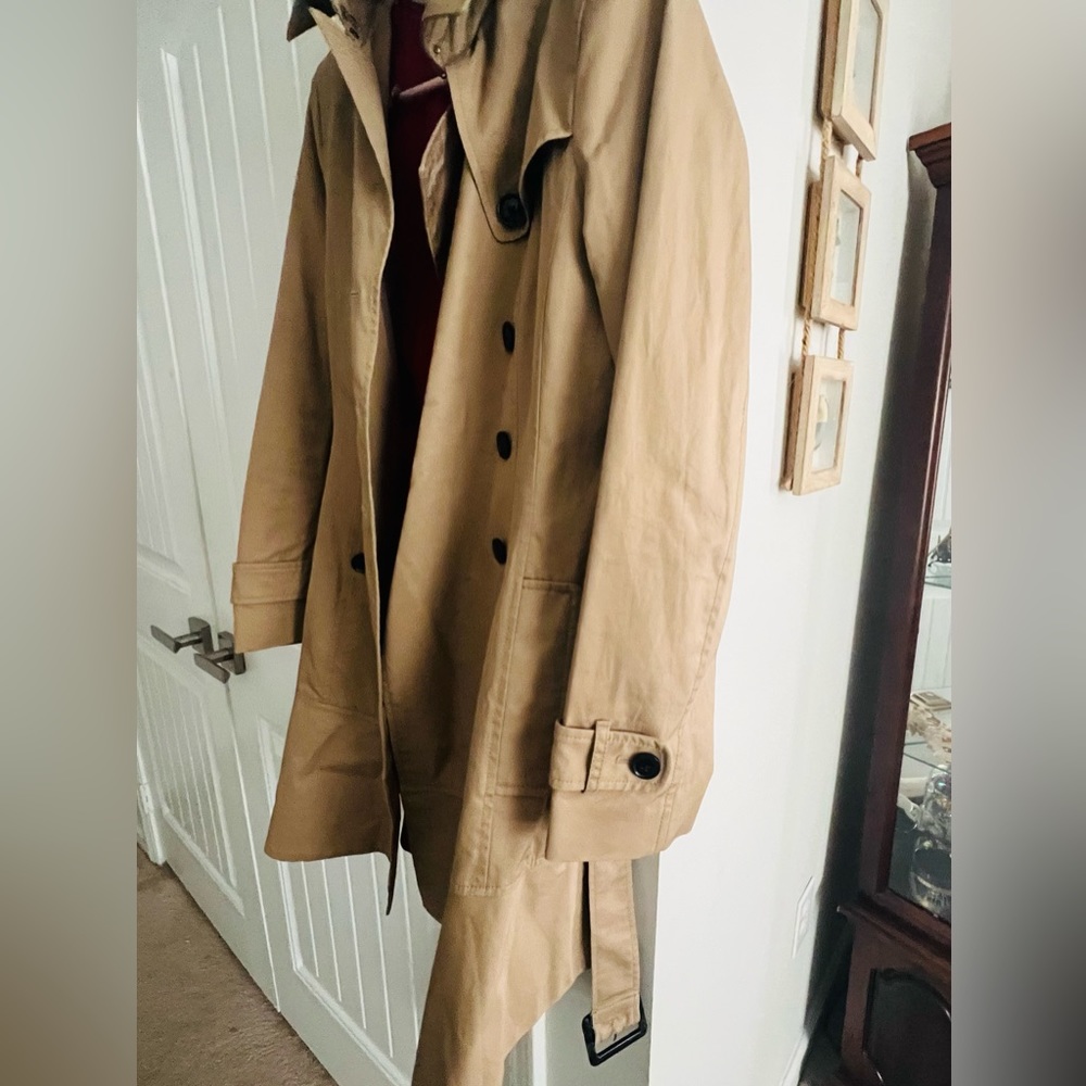 Banana Republic flared hem trench. As seen on Norma Bates on ’Bates Motel.’